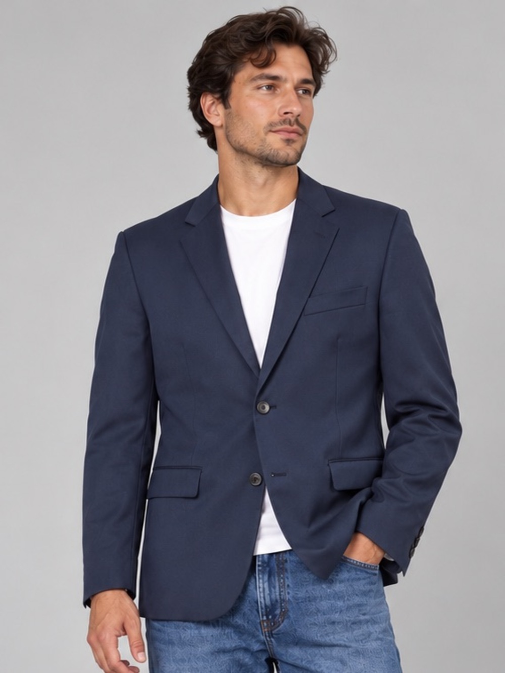 BOSS Hugo Boss Men’s Navy Virgin Wool Blazer Sport Coat Size 42R Made in Turkey
